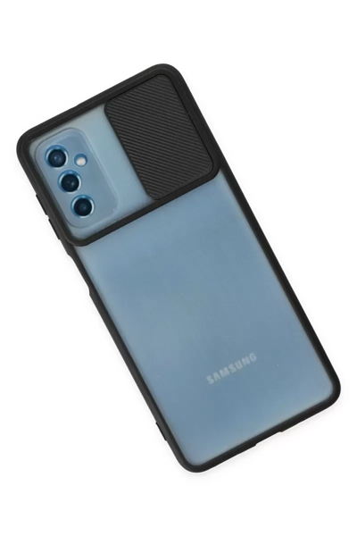 Samsung Galaxy M52 5G Kılıf Palm Buzlu Kamera Sürgülü Silikon - Siyah