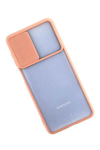 Samsung Galaxy M52 5G Kılıf Palm Buzlu Kamera Sürgülü Silikon - Pembe