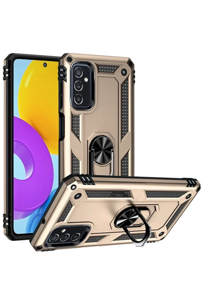 Samsung Galaxy M52 5G Kılıf Sofya Yüzüklü Silikon Kapak - Gold