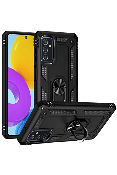 Samsung Galaxy M52 5G Kılıf Sofya Yüzüklü Silikon Kapak - Siyah