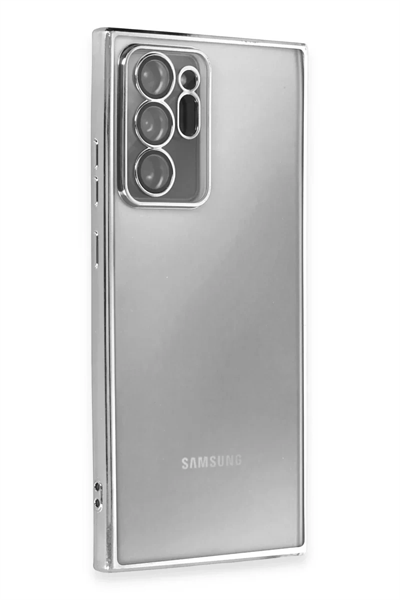 Samsung Galaxy Note 20 Ultra Kılıf Lensli Silikon - Gümüş