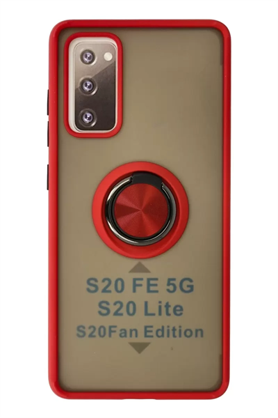 Samsung Galaxy S20 FE Kılıf Montreal Yüzüklü Silikon Kapak - Kırmızı