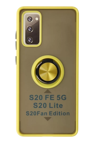 Samsung Galaxy S20 FE Kılıf Montreal Yüzüklü Silikon Kapak - Sarı