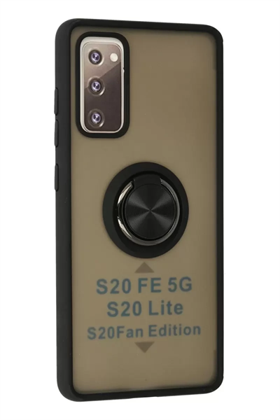 Samsung Galaxy S20 FE Kılıf Montreal Yüzüklü Silikon Kapak - Siyah