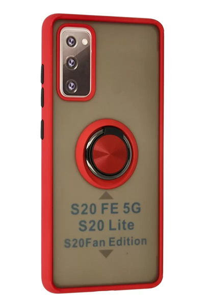 Samsung Galaxy S20 FE Kılıf Montreal Yüzüklü Silikon Kapak - Kırmızı