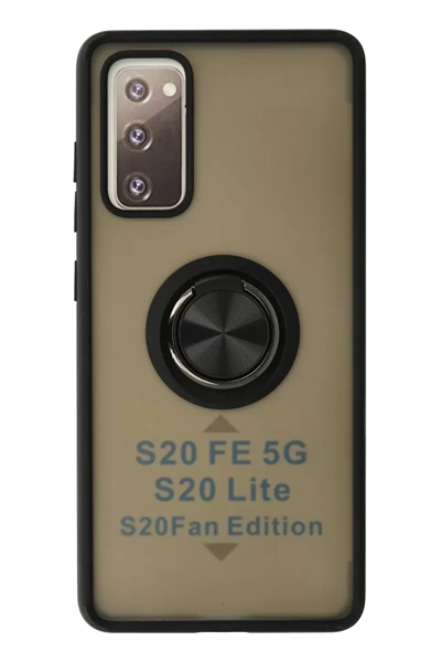 Samsung Galaxy S20 FE Kılıf Montreal Yüzüklü Silikon Kapak - Siyah