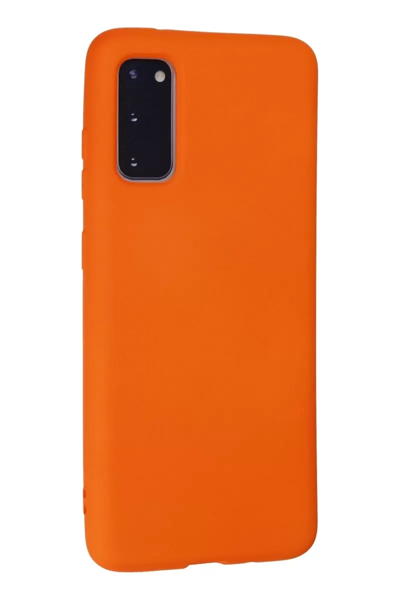 Samsung Galaxy S20 Kılıf Nano içi Kadife Silikon - Turuncu