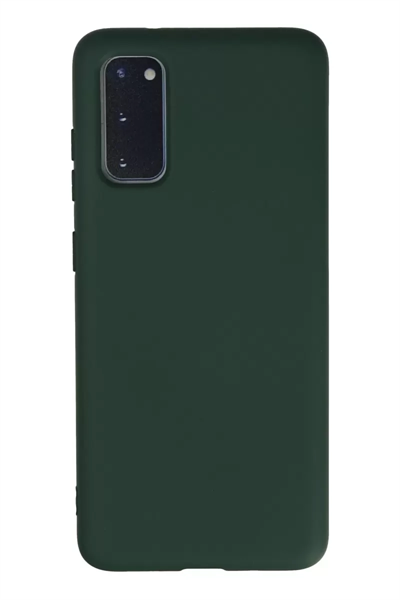 Samsung Galaxy S20 Kılıf Nano içi Kadife Silikon - Koyu Yeşil