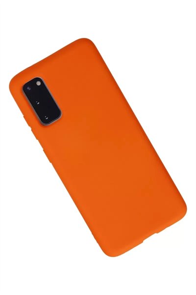 Samsung Galaxy S20 Kılıf Nano içi Kadife Silikon - Turuncu