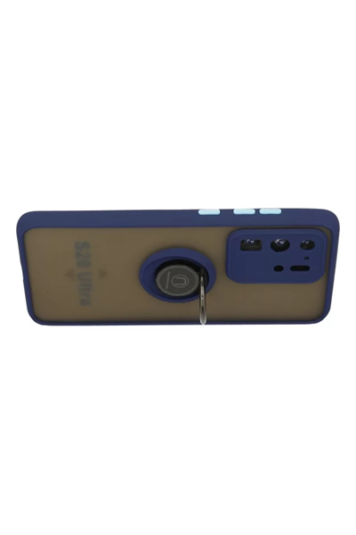 Samsung Galaxy S20 Ultra Kılıf Montreal Yüzüklü Silikon Kapak - Lacivert