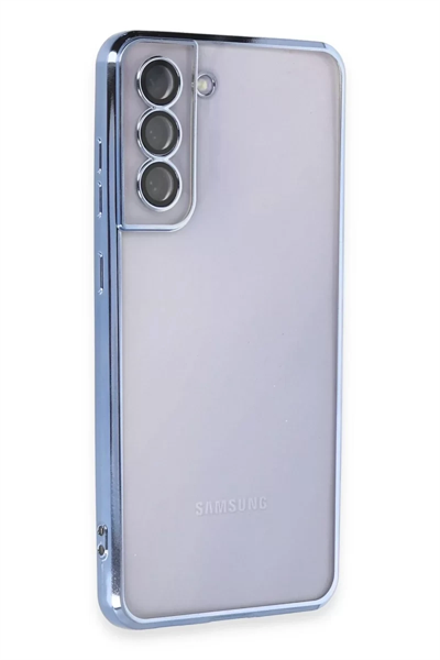 Samsung Galaxy S21 FE Kılıf Lensli Silikon - Açık Mavi