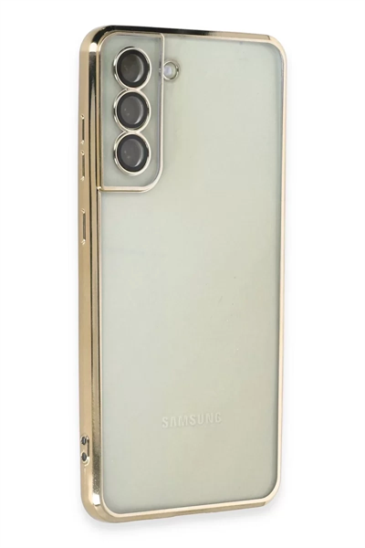 Samsung Galaxy S21 FE Kılıf Lensli Silikon - Gold