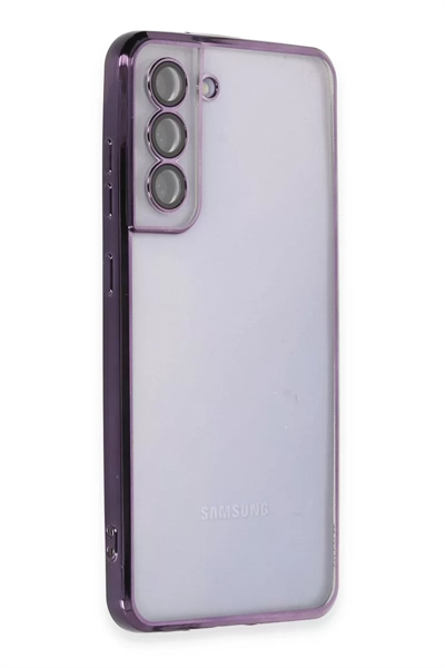 Samsung Galaxy S21 FE Kılıf Lensli Silikon - Mor