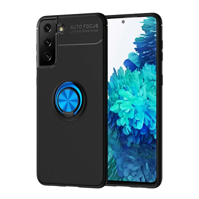Samsung Galaxy S21 Plus Kılıf Range Yüzüklü Silikon - Siyah-Mavi