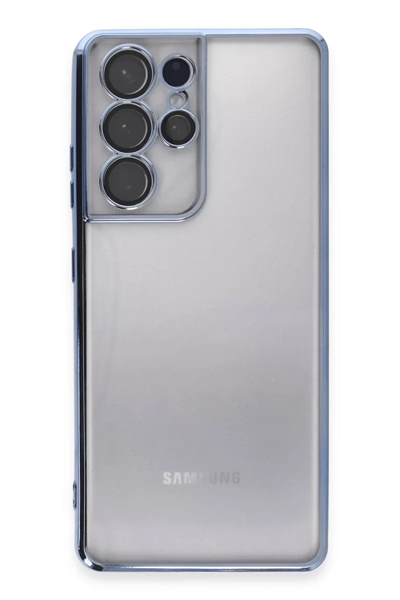 Samsung Galaxy S21 Ultra Kılıf Lensli Silikon - Açık Mavi