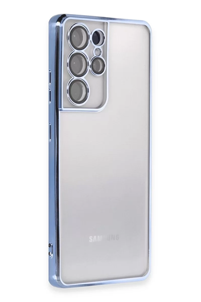 Samsung Galaxy S21 Ultra Kılıf Lensli Silikon - Açık Mavi