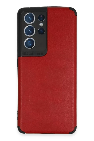 Samsung Galaxy S21 Ultra Kılıf Loop Deri Silikon - Kırmızı