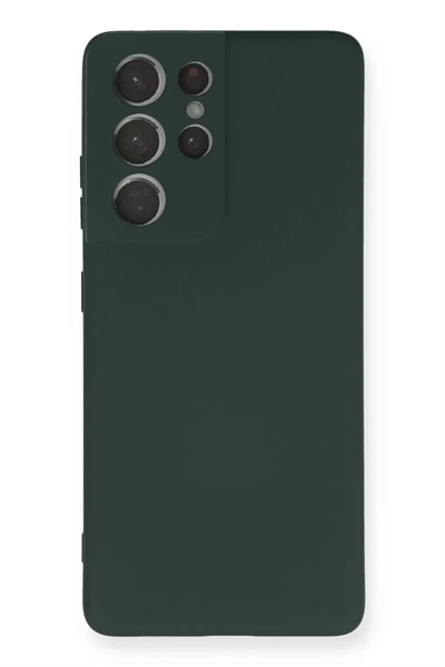 Samsung Galaxy S21 Ultra Kılıf Nano içi Kadife Silikon - Koyu Yeşil