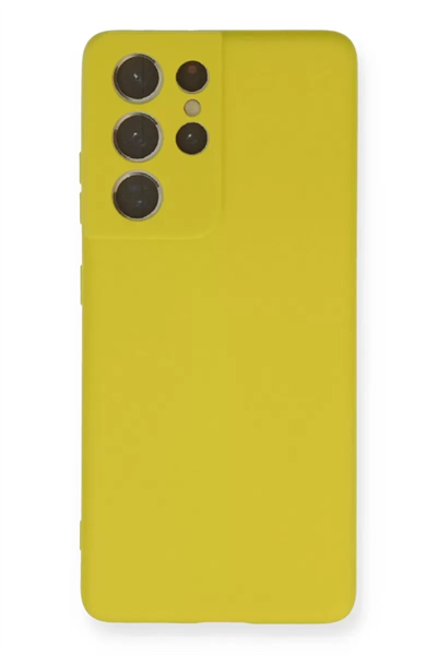 Samsung Galaxy S21 Ultra Kılıf Nano içi Kadife Silikon - Sarı