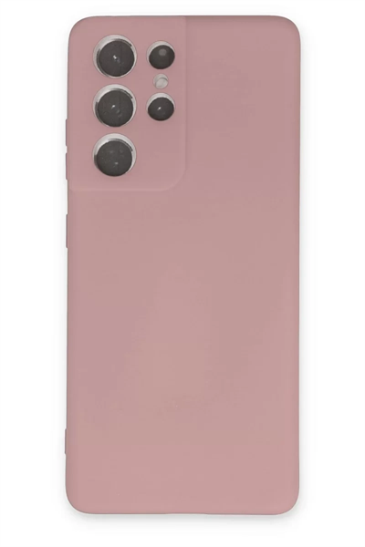 Samsung Galaxy S21 Ultra Kılıf Nano içi Kadife Silikon - Pudra
