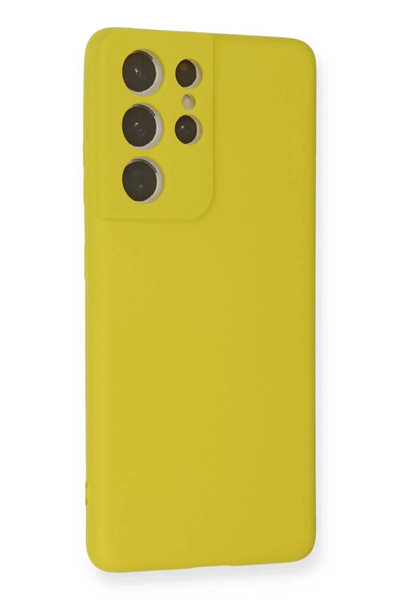 Samsung Galaxy S21 Ultra Kılıf Nano içi Kadife Silikon - Sarı
