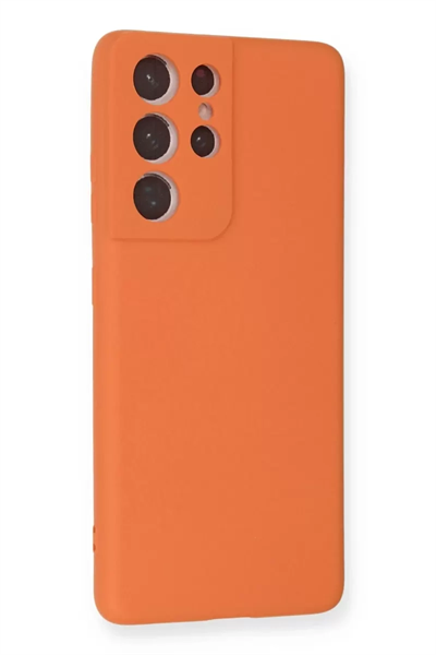 Samsung Galaxy S21 Ultra Kılıf Nano içi Kadife Silikon - Turuncu