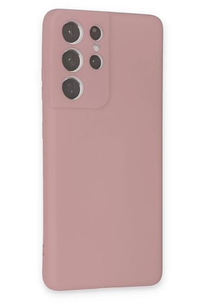 Samsung Galaxy S21 Ultra Kılıf Nano içi Kadife Silikon - Pudra