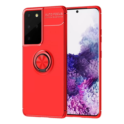 Samsung Galaxy S21 Ultra Kılıf Range Yüzüklü Silikon - Kırmızı