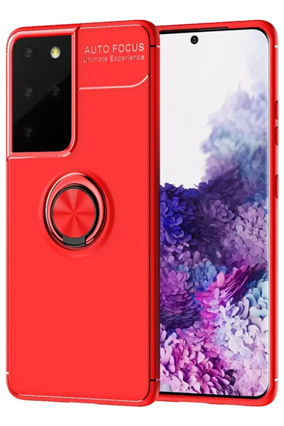 Samsung Galaxy S21 Ultra Kılıf Range Yüzüklü Silikon - Kırmızı