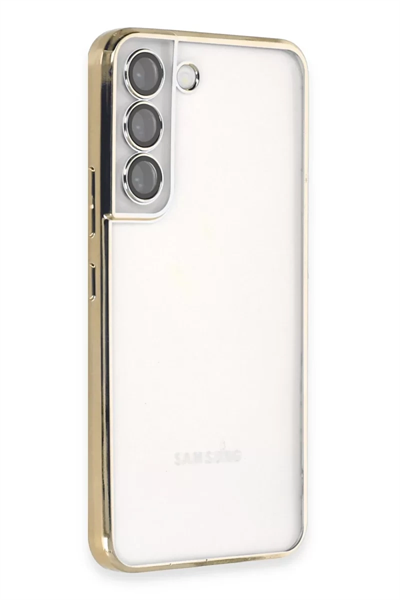 Samsung Galaxy S22 Kılıf Lensli Silikon - Gold