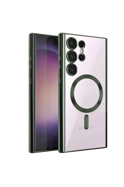 Samsung Galaxy S22 Ultra Kılıf Kross Magneticsafe Kapak - Koyu Yeşil