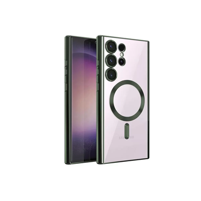 Samsung Galaxy S22 Ultra Kılıf Kross Magneticsafe Kapak - Koyu Yeşil