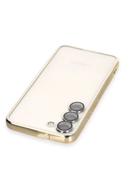Samsung Galaxy S23 Kılıf Lensli Silikon - Gold