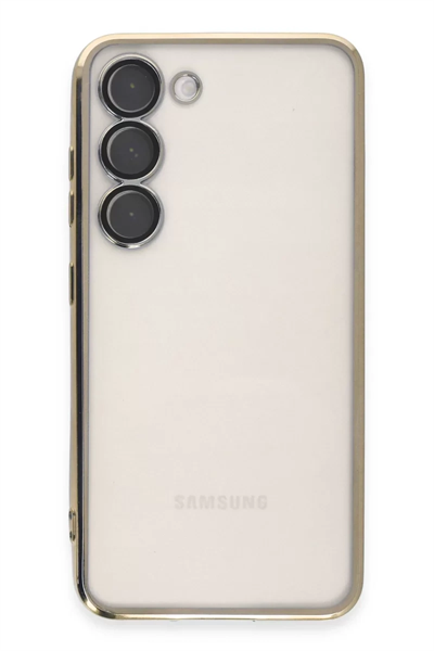 Samsung Galaxy S23 Kılıf Lensli Silikon - Gold