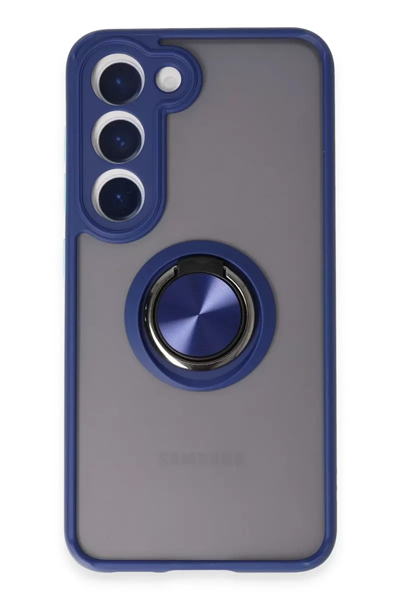 Samsung Galaxy S23 Kılıf Montreal Yüzüklü Silikon Kapak - Lacivert