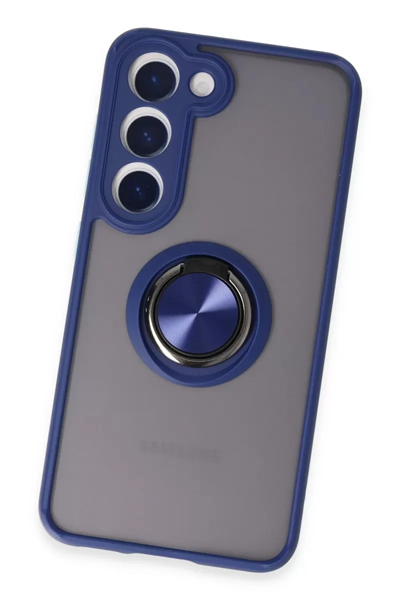 Samsung Galaxy S23 Kılıf Montreal Yüzüklü Silikon Kapak - Lacivert