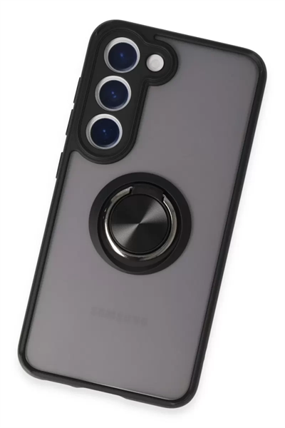 Samsung Galaxy S23 Kılıf Montreal Yüzüklü Silikon Kapak - Siyah