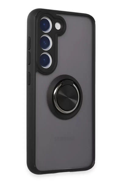 Samsung Galaxy S23 Kılıf Montreal Yüzüklü Silikon Kapak - Siyah