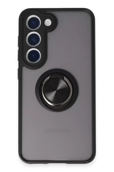 Samsung Galaxy S23 Kılıf Montreal Yüzüklü Silikon Kapak - Siyah