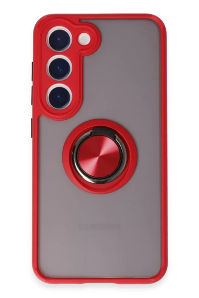 Samsung Galaxy S23 Kılıf Montreal Yüzüklü Silikon Kapak - Kırmızı