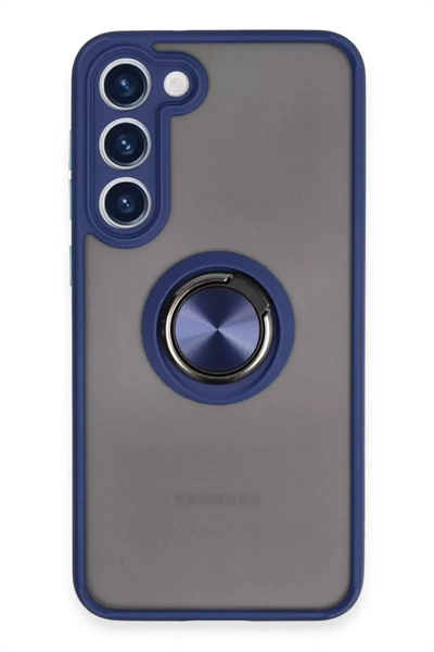 Samsung Galaxy S23 Plus Kılıf Montreal Yüzüklü Silikon Kapak - Lacivert
