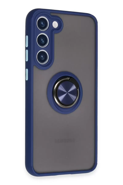 Samsung Galaxy S23 Plus Kılıf Montreal Yüzüklü Silikon Kapak - Lacivert