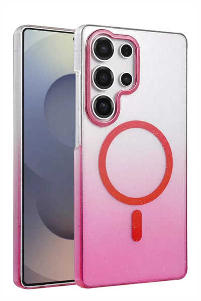 Samsung Galaxy S23 Ultra Glossy Magsafe Kapak - Pembe