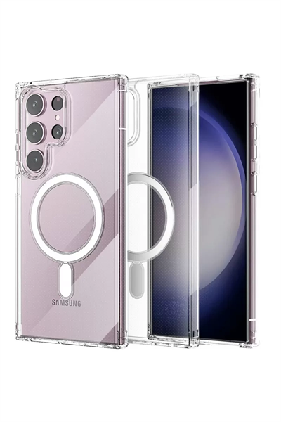 Samsung Galaxy S23 Ultra Kılıf Magneticsafe Şeffaf Silikon - Şeffaf