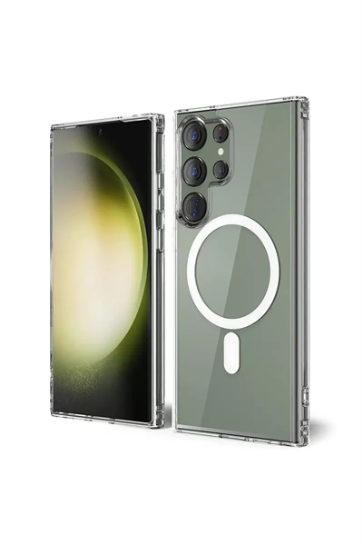 Samsung Galaxy S23 Ultra Kılıf Magneticsafe Şeffaf Silikon - Şeffaf