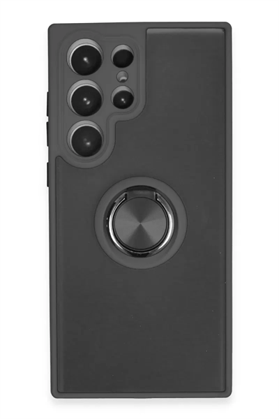 Samsung Galaxy S23 Ultra Kılıf Montreal Yüzüklü Silikon Kapak - Siyah