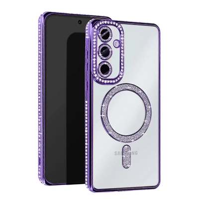 Samsung Galaxy S24 FE Joke Simli Magneticsafe Kılıf - Derin Mor