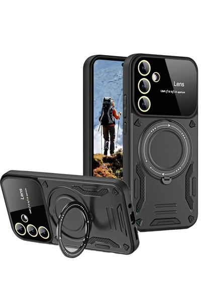 Samsung Galaxy S24 FE Kılıf Joy Lens Standlı Kapak - Siyah