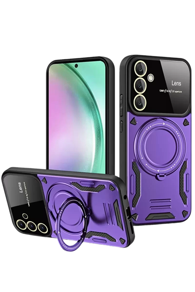 Samsung Galaxy S24 FE Kılıf Joy Lens Standlı Kapak - Mor