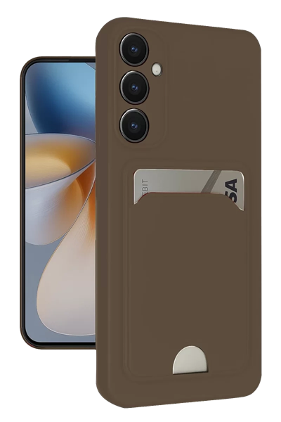 Samsung Galaxy S24 FE Kılıf Kelvin Kartvizitli Silikon - Kahverengi